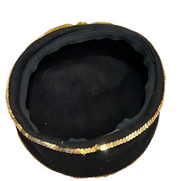 Vintage JenolSequin Embellished Velvet Hat - Picture 4 of 5